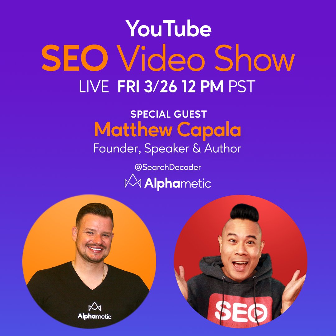 paulandre's tweet image. Join @paulandre and @SearchDecoder today 3/26 at 12pm PST on the @seovideoshow 👉youtube.com/watch?v=OKDyOO…👈