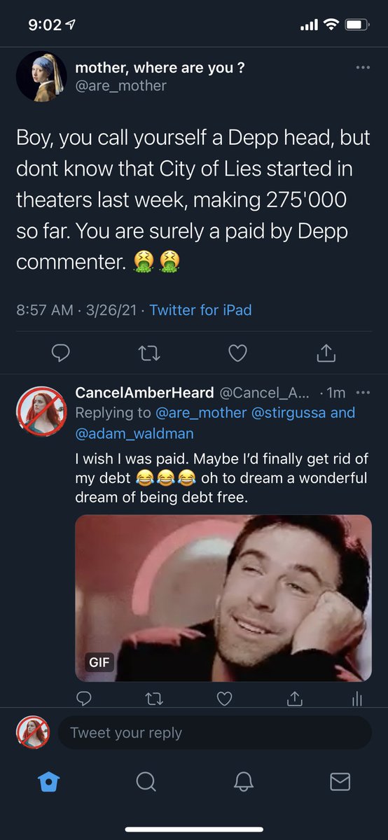 Cancel_AHeard's tweet photo. Guys! I just realized I’m being paid to make comments! I didn’t even know!!! What a dream. 😂😂😂😂😂😂😂 (for ppl that don’t get it. It’s sarcasm and a joke.) #Deppbot #JusticeForJohnnyDepp https://t.co/qjfUVVqv1c