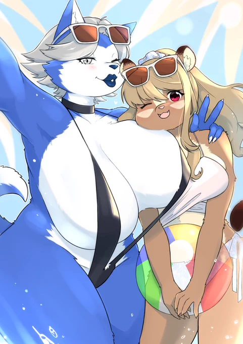 Commission!!(@ darby_bellisle)
うちの子とコラボさせていただきました🐾🐾ありがとうございました〜!!水着かわいい

Sketches are published on Patreon!
https://t.co/zSWmw3KzYc 