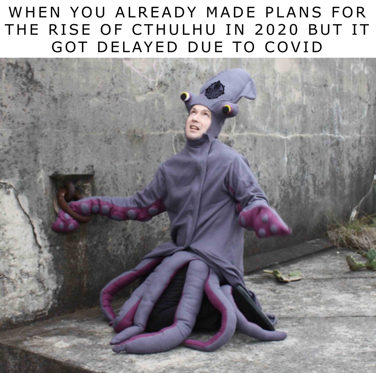 Chtenff's tweet photo. Hang in there, we'll get there eventually! The Rise of The Old Ones is only temporarily delayed.

#cthulhu #lovecraft #apocalypse #COVID19 https://t.co/EZGhsrlPzQ
