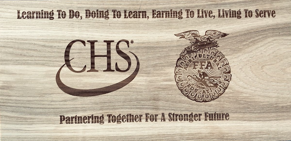 CHSRochester's tweet photo. Through Feb our agronomy team has helped the Kasson Mantorville HS with their intro to ag class. Yesterday, was our last day in the classroom and Ag Teacher, Lori Pagel, presented our Ag Sales Manager, Jordan Thiel, this beautiful wooden plaque made by a talented student. https://t.co/p7GcavEoRN
