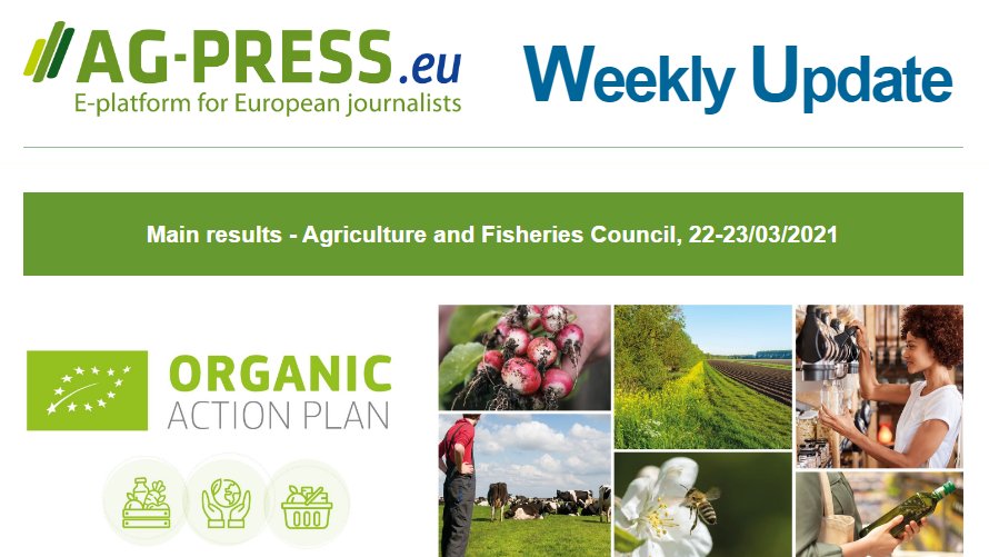 Busy week for agricultural journalists!

Keep up to date with our #AgPress newsletter:
🔸 #AGRIFISH results
🔸 #OrganicEU Action Plan
🔸 new GIs
➕ as always, the latest studies &amp; agri markets data.
→ mailchi.mp/ec/ag-press-we…

📩 Subscribe for updates every Thursday