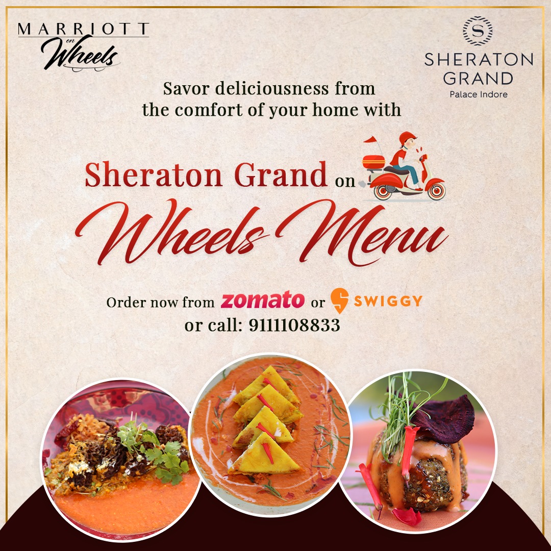 SheratonIndore's tweet photo. Devour a range of delicacies from our delicious pure veg Marriott On Wheels menu.
Order now via Zomato, Swiggy or call: 9111108833

#MarriottonWheels #Menu #OrderNow #homedelivery #PureVeg 
#sheraton #sheratongrandindore #SCafe #restaurants #Food #drinks #luxurioushotel #indore https://t.co/jSqdLAxv2L