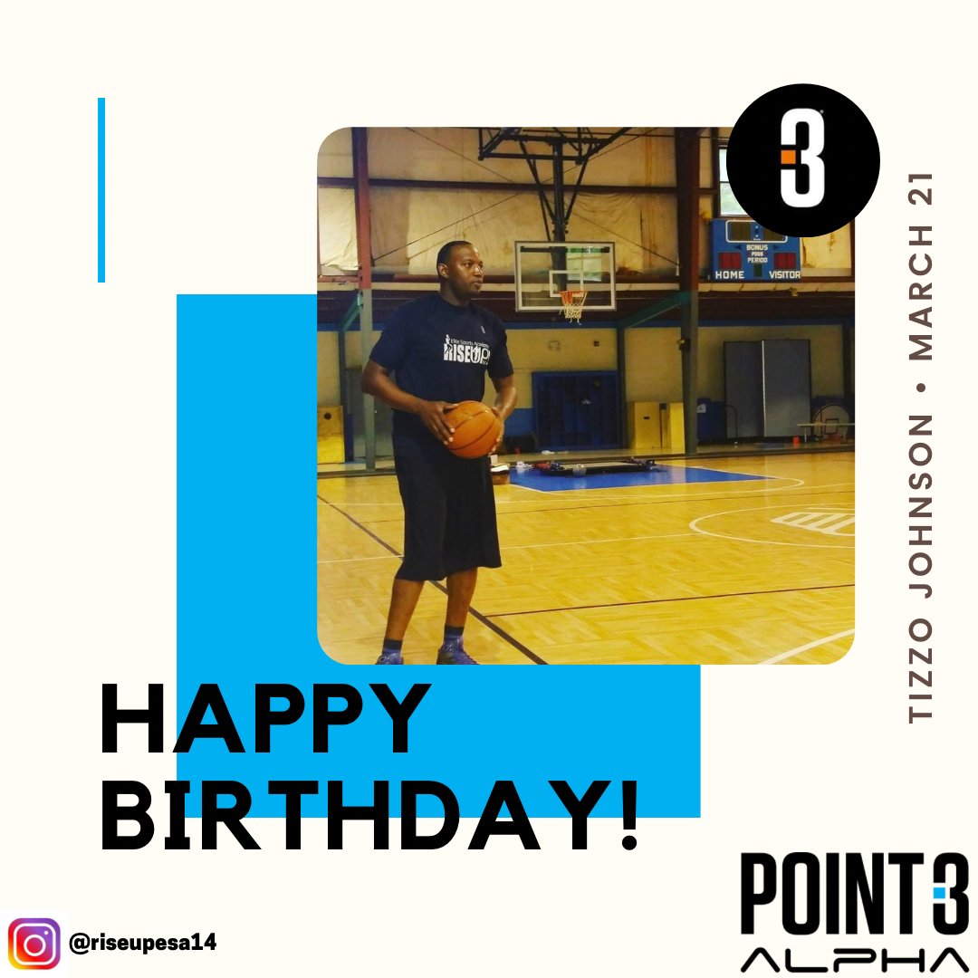 TDrakeBasktball's tweet photo. Show some love to #Point3Basketball #Alpha Trainer: Tizzo Johnson of RiseUp! Elite Sports Academy, Inc. We missed the day but don’t want to let the month end without showing some #BirthdayLove. #HappyBirthday @Point3Hoops @InfoRising https://t.co/z2Bgj3s737