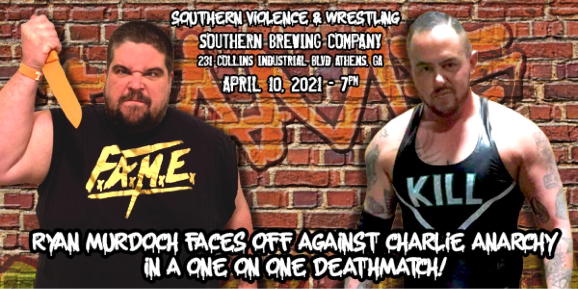 pw_rebellion's tweet photo. Saturday April 10th @southernbrewco in Athens, Georgia
@Ryanmurdoch16 vs @Brainbustaaa1 in a deathmatch!! Murdoch is very familiar with the deathmatch game and Anarchy is stepping into his very first one.
#playforblood #deathmatch #athensga https://t.co/jTREXkMrNT