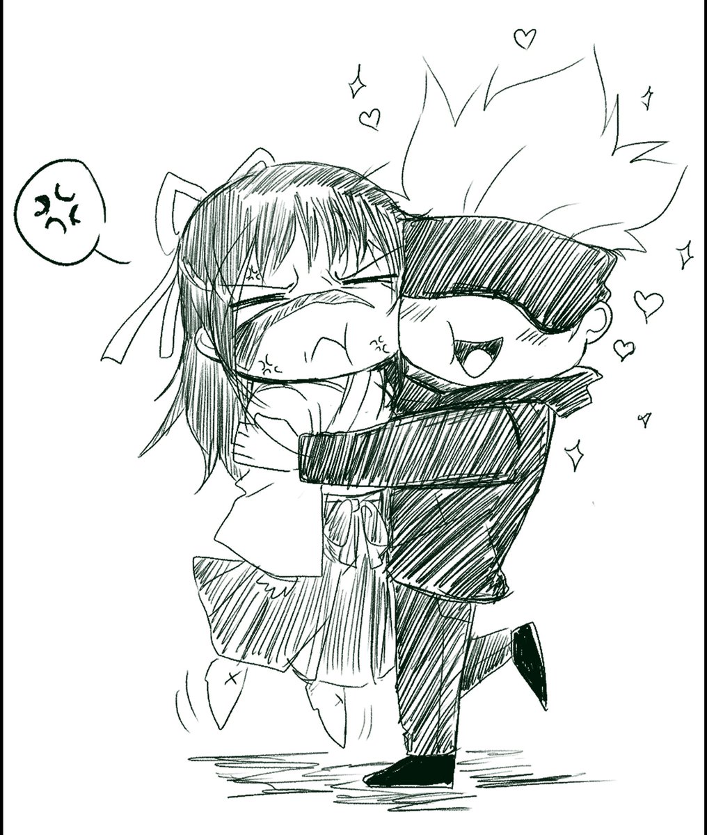 Gojo and Utahime : Hug ? ?? at least Gojo is enjoying it! ??❤️ #GojoSatoru #gojohime #GojoxUtahime #utahimeIori #hug #love #doodle #fanart #JujutsuKaisen