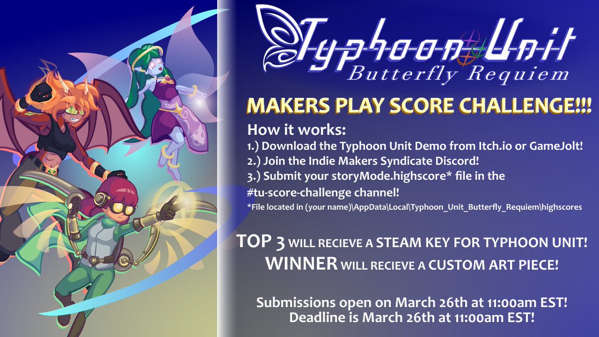 TyphoonUnitGame's tweet photo. #MakersPlay SCORE CHALLENGE HAS BEGUN!!!  Top 3 will recieve a free copy of Typhoon Unit when it releases!  Winner will receive a custom art piece!  Let's get some competition going!
https://t.co/N35ciUKImy
https://t.co/E6HrTpJyRB
---
#indiegame #shmups https://t.co/pUMHeqqG4V