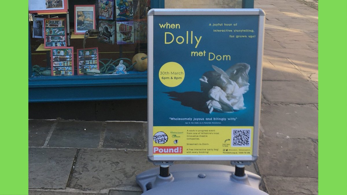 There she blows!  Thank you <a href="/corshambookshop/">CorshamBookshop</a> for keeping a watchful eye on our poster and <a href="/poundarts/">🇺🇦Pound Arts🇺🇦</a> a-frame while it hangs out on #Corsham High Street! There's still time to bag a ticket if you're planning on joining us :-) #EverybodyNeedsGoodNeighbours #Community #Wiltshire
