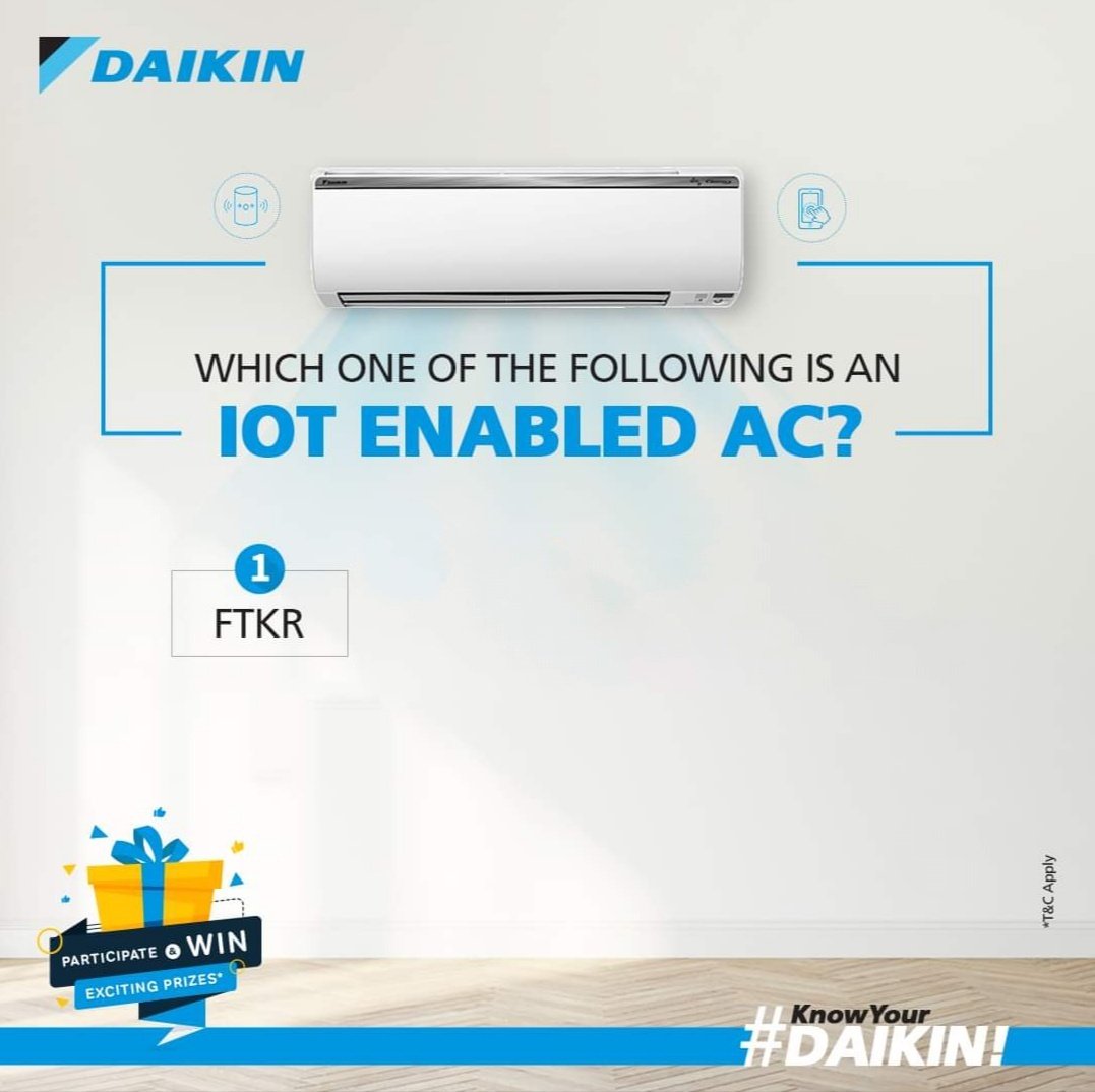 Prashan01116203's tweet photo. @DaikinIndia Answer : 1. FTKR
JOIN
@VHetal
@agsaha
@hmdevendra
@ShainaArora1
@SunitaK29624360
@DaikinIndia #KnowYourDaikin
#Daikin #DaikinAC #InnovatingGoodness #CoolAir #QuizTime #Trivia #Quizzes #ContestAlert #DaikinContest #contestalertindia #contest2021 https://t.co/o43p9tC4Av
