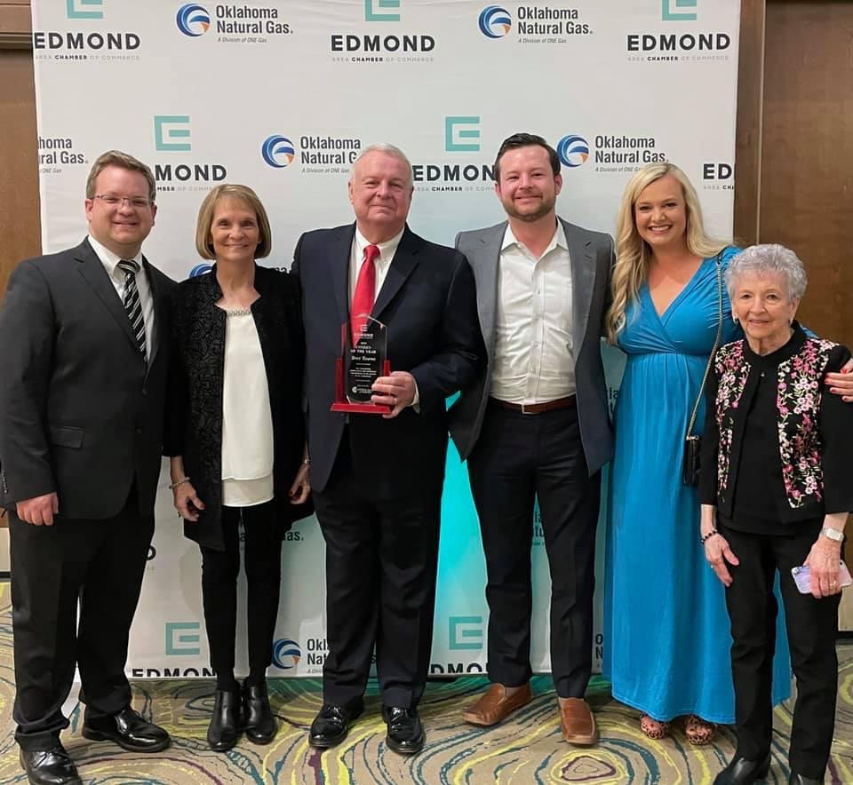 Congratulations Superintendent Bret Towne on your Edmond Chamber Citizen of the Year Award! Bret is shown with his wife Nancy, a retired EPS teacher, &amp; other family members including 2 current EPS teachers! Thank you Bret for your dedication to EPS. #EPSLeads #oklaed
