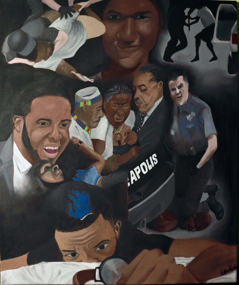 HeadphunkSLU's tweet photo. Kendall Barthelmy is from the Caribbean island of St. Lucia.  This piece "When?"  was created in memory of his age mate Botham Jean to mark his untimely death on September 6, 2018.
#weekforpeopleofAfricandescent #EndingSlaverysLegacyofRacism @oassaintlucia https://t.co/lDg8ATDmJM