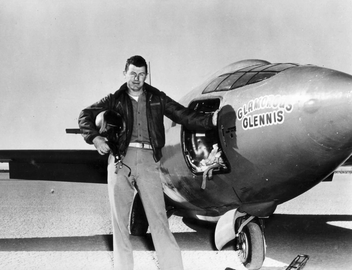 27 Mar 1948, Chuck Yeager flew Bell X-1 to highest velocity and altitude of any piloted airplane up to that time. He reached Mach 1.45 and flew to an altitude of 71,900 feet. #PushingBoundaries  x.com/BLOODHOUND_Edu… <a href="/BLOODHOUND_Edu/">BLOODHOUND Education</a>