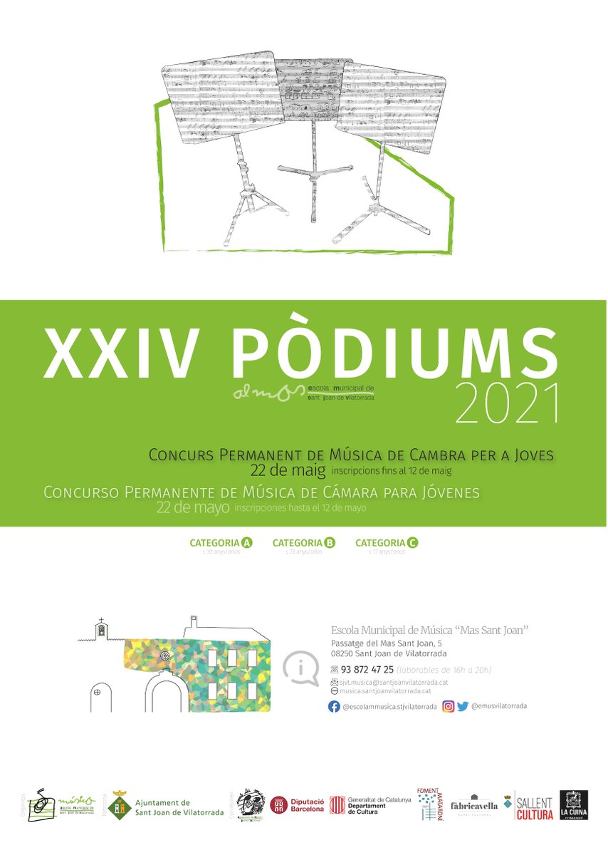 emusvilatorrada's tweet photo. Acabem de convocar els XXIV Pòdiums de música de cambra!! aquí les bases: https://t.co/5qxwGJ9bbh https://t.co/nIR11iZycB