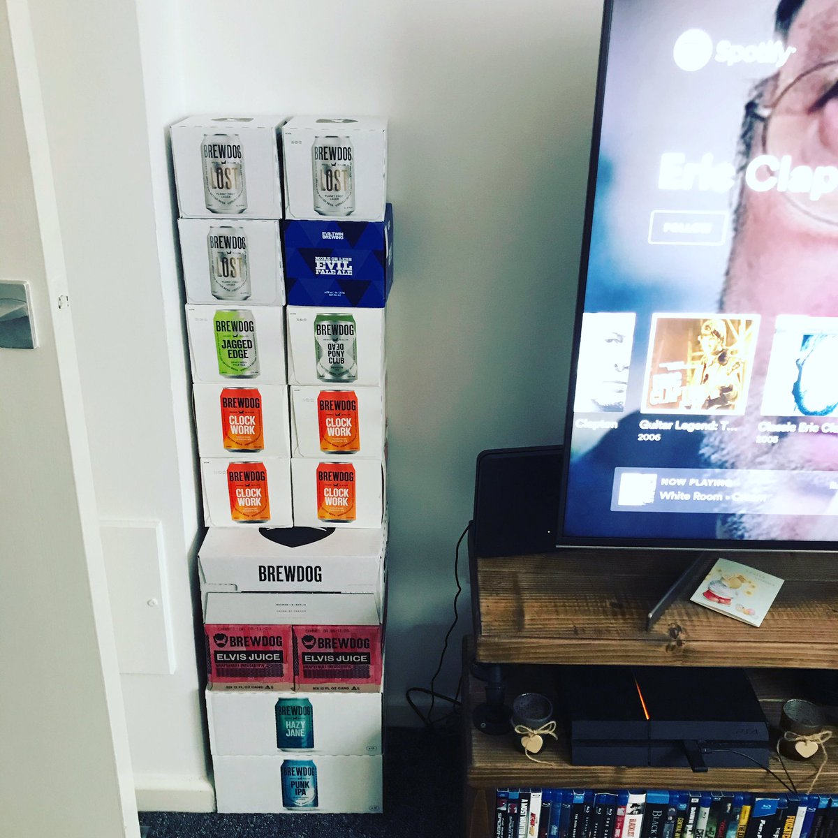 Rdgeorge90's tweet photo. Thanks @BrewDog for another great order! Nothing like your beer corner being nearly as high as the tv! #beeroclock https://t.co/E5wb2AWf0Q