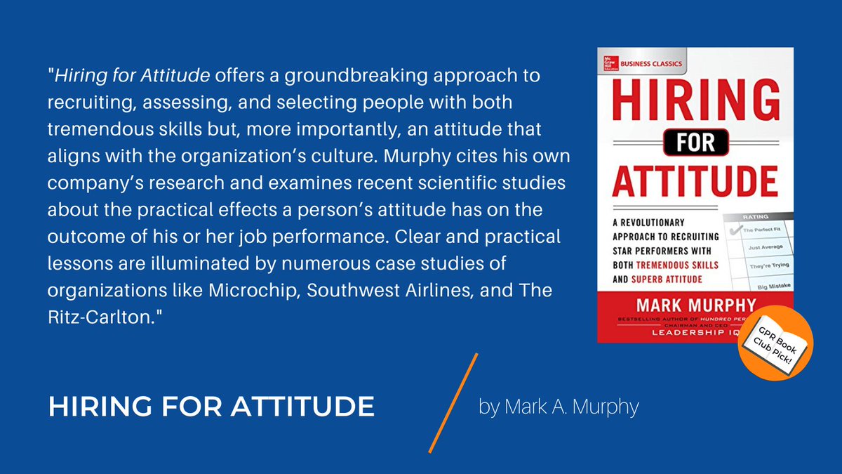 gprcanada's tweet photo. The latest edition to our GPR Book Club is here! This weekend, we're reading Hiring for Attitude by Mark Murphy. Check out our notes here: https://t.co/QtXWlVO2ah  

#fridayreads #GPRbookclub #leadership #hiring #hiringforattitude #recruiting #organizationalculture https://t.co/lVOuZ5NDCI