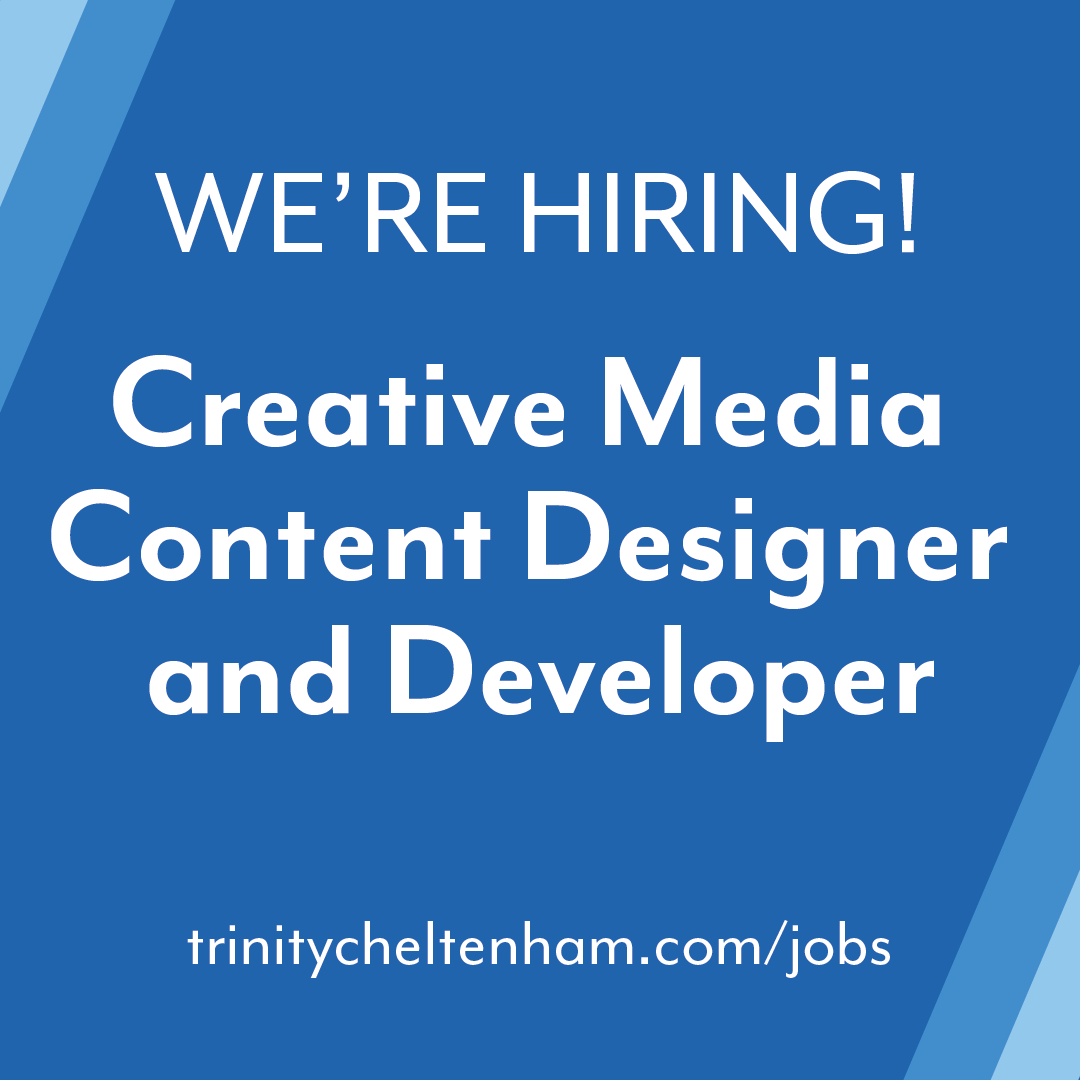 NEW JOB VACANCY! 🎉
We are looking to hire a Creative Media Content Designer and Developer! All the details can be found at trinitycheltenham.com/jobs/ 
Please do pray and share this with anyone interested. 📩 
👉Closing date: 5pm Tuesday 13th April 2021