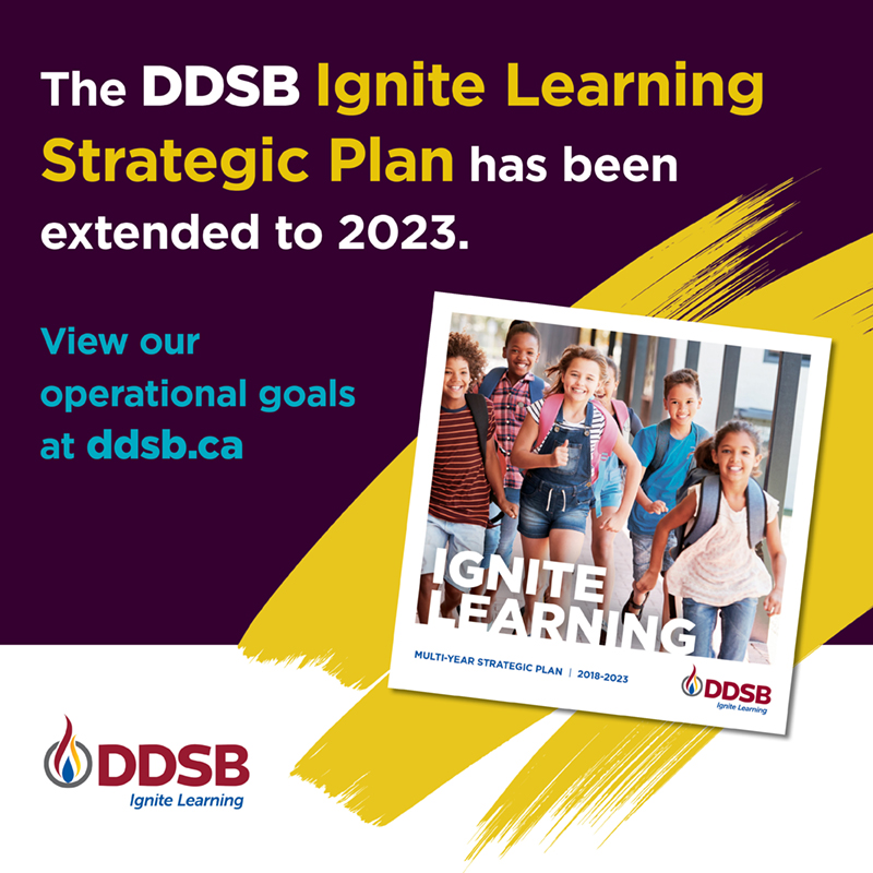 DDSBSchools's tweet photo. The DDSB’s Strategic Plan was extended by two years to September 2023 and we continue to focus our strategic priorities. The most recent operational update can be found here: https://t.co/qTJo7IUH1B #DDSBIgniteLearning https://t.co/mKHRc5tlPs