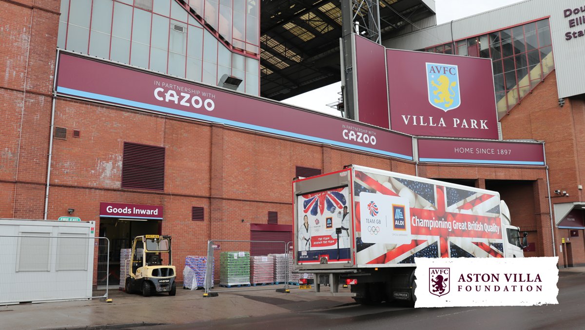 AVFCFoundation's tweet photo. Aston Villa Foundation are proud to be supporting the Football for Peace Food Drive campaign with @FfP_Global and @AldiUK.

We will be helping to distribute surplus food supplies from Wembley Stadium to vulnerable families in the local community.

#FfPFoodDrive https://t.co/e2vaNNaatt