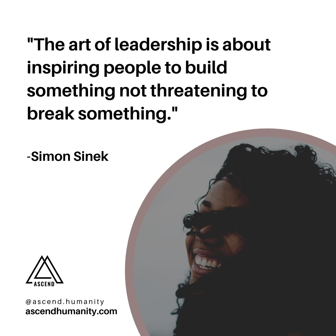 Ascendbydk's tweet photo. "The art of leadership is about inspiring people to build something not threatening to break something."

-Simon Sinek

#ascend #ascendhumanity https://t.co/0SGEHl7Ja2