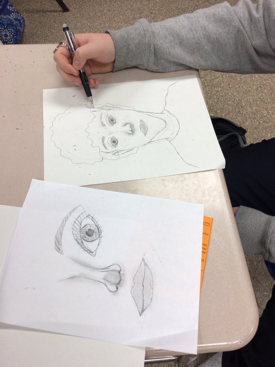 CavacoArt's tweet photo. 8th grade is tackling the technical drawing and anatomy of the face! @PmsPatriots @psd_ri @riaea @FabPms @kenworthy_tom @ViveirosLiz https://t.co/KZ7Qdo6u1s