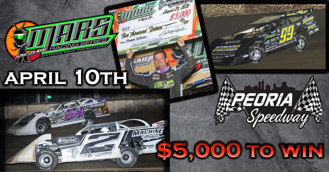 MARSDirtRacing's tweet photo. With the 10th Annual Thaw Brawl with Mars Racing Series being pushed back to May the series will look to kick off the 2021 season on April 10th at the @PeoriaSpeedway! Mark those calendars as the best drivers in the Midwest take on the high banks! #Mars2021 https://t.co/T4GoVJHk9B