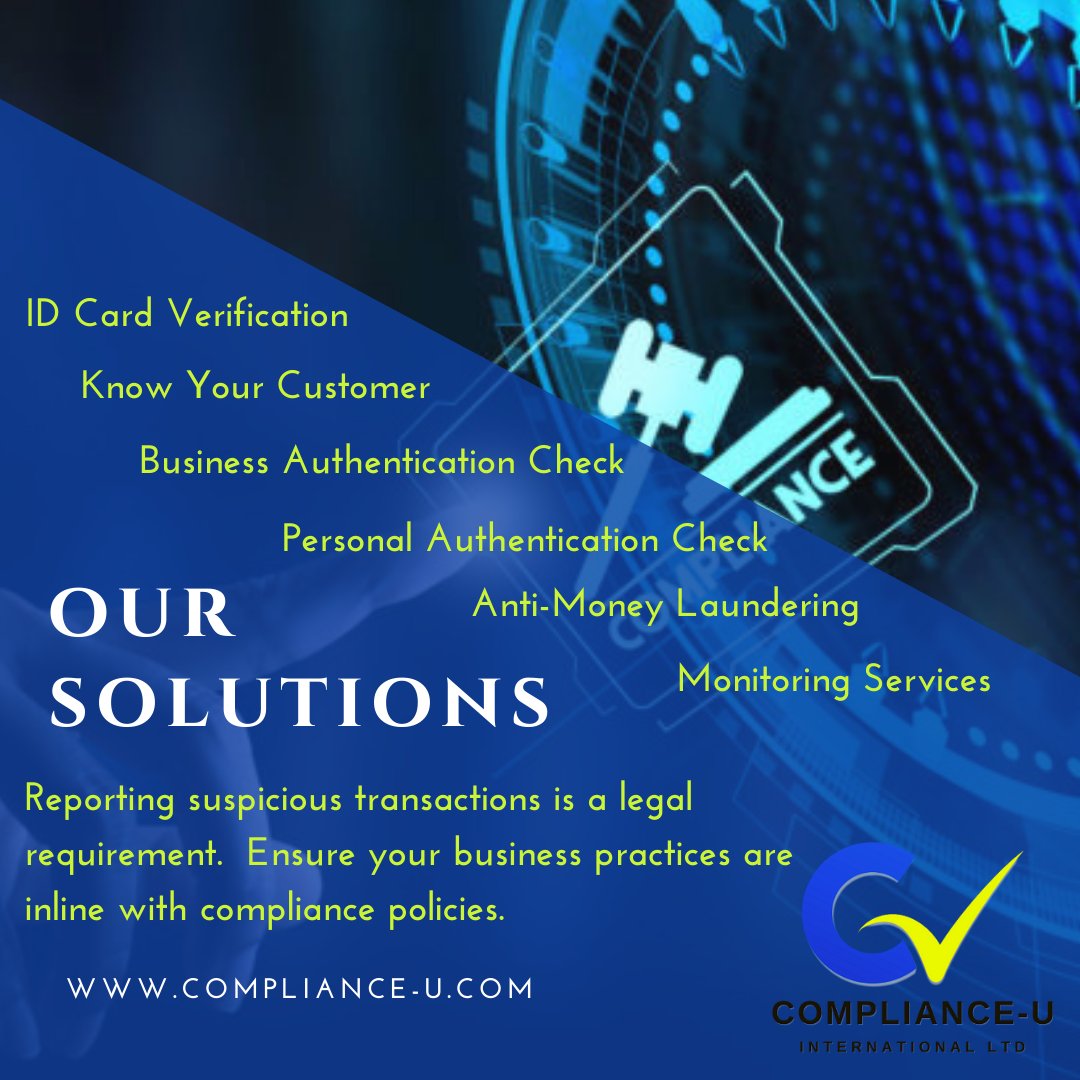 ComplianceUIntl's tweet photo. AML deters criminals from disguising illegally obtained funds as legitimate income. Find out how we can help you through this process so you are 'COMPLIANT' -We can help👉 📧  info@compliance-u.com  🌐 https://t.co/VXzOjV4k1B #compliance #AML #AntiMoneyLaundering #International https://t.co/fcpYQhaYOc