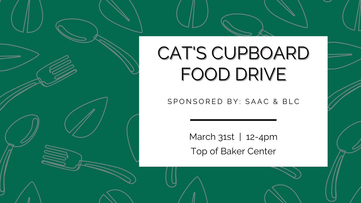 OhioSAAC's tweet photo. Next week, we are partnering with @BobcatsLead for the Cat’s Cupboard Food Drive! 

Get your friends and come donate March 31st, 12-4pm at the top of Baker Center!

Please ONLY provide items from the list below⬇️ Let’s do this Bobcats💪 https://t.co/tKbDZfq5sE