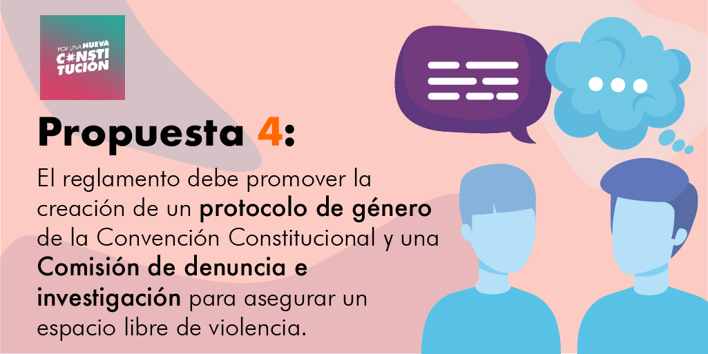 ¡Garanticemos una Constitución escrita con perspectiva de género! Adoptemos un protocolo de género en la #ConvenciónConstitucional para que se tomen medidas y adopten sanciones en el caso de agresiones, abusos y discriminaciones.

Lee la propuesta, aquí💜: t.ly/jR0W