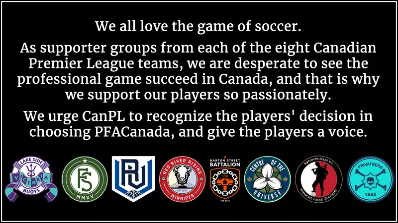 BytownBoys's tweet photo. Our position is unequivocal. We stand united with @canada_pfa. 

#RecognizePFACan #CanPL https://t.co/BI8psUyYuR