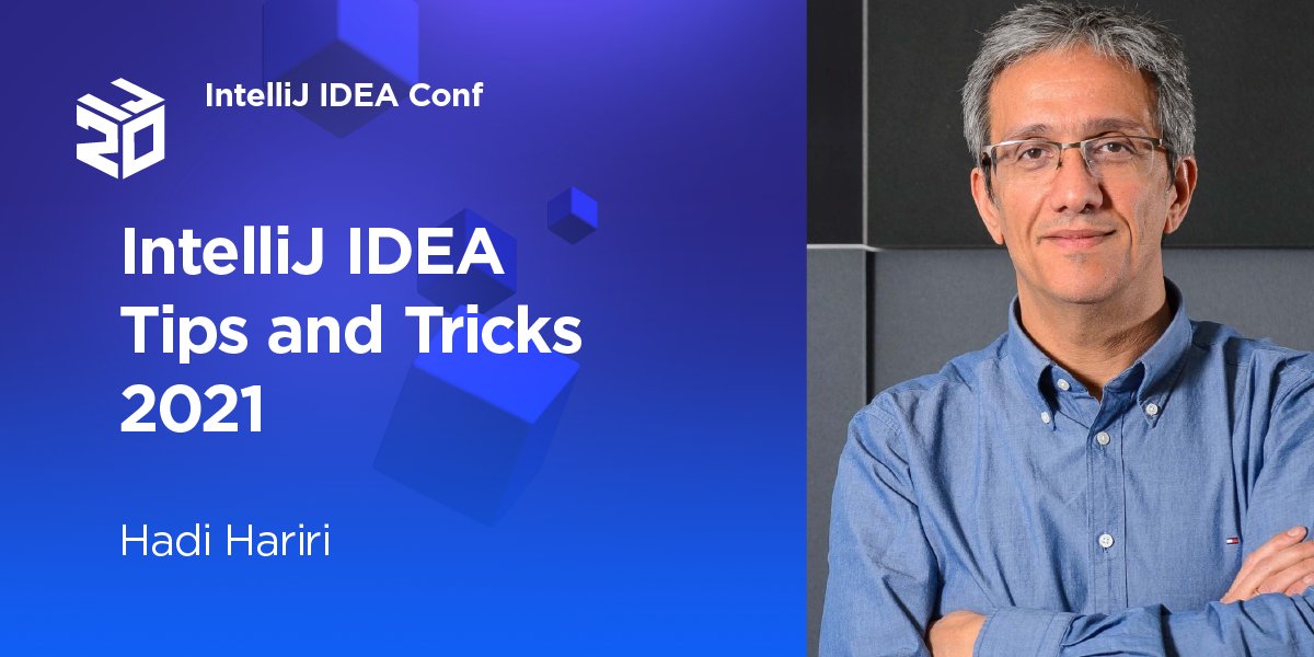 intellijidea's tweet photo. 📢 IntelliJ IDEA Tips and Tricks 2021, by @hhariri

👉 https://t.co/W0ujI0m3wP

Watch this recording from the #IntelliJIDEAConf to learn some new (and some not so new) tips and tricks for using IntelliJ IDEA. https://t.co/Zjrw2gfOLM
