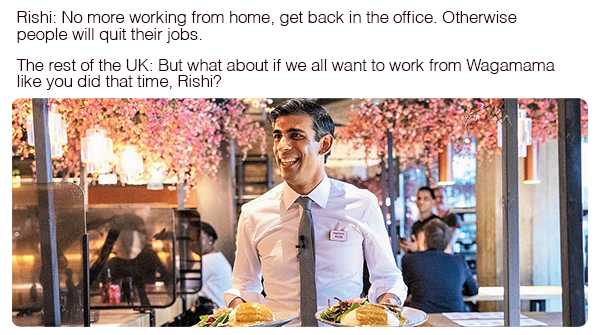 weareccm's tweet photo. @SkyNews Maybe @GOVUK could do with a #workfromanywhere scheme, hey @RishiSunak? Then you could keep up the good work at @wagamama_uk 🤷‍♀️ #eatouttohelpout https://t.co/kdkkwv7EeA