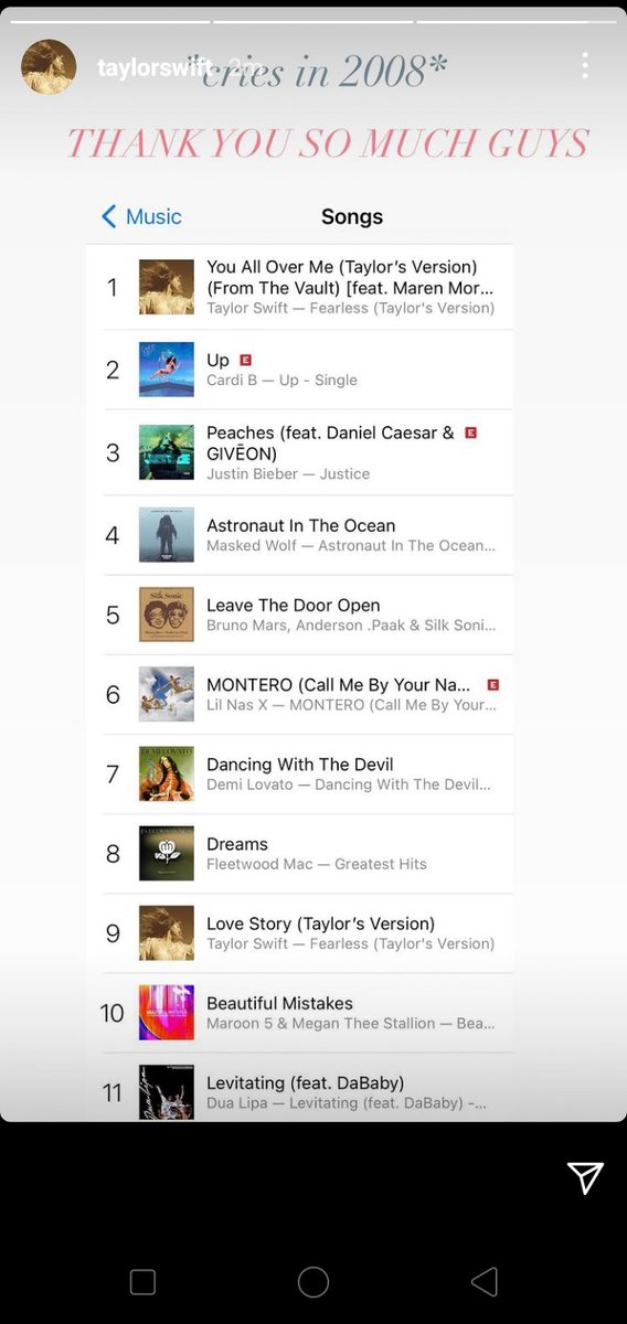 Tswift_PH's tweet image. Taylor Swift on her Instagram Story! 💛

“*cries in 2008*. THANK YOU SO MUCH GUYS” #YouAllOverMe