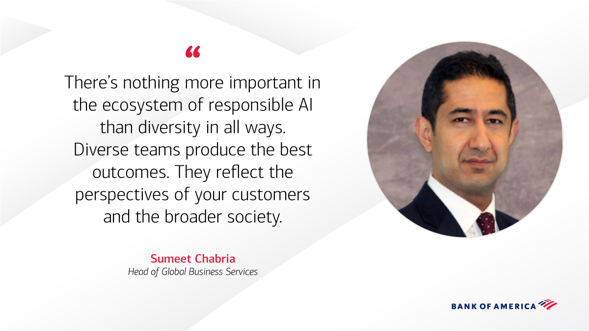 Responsible #AI matters because AI has great potential if done right. <a href="/schabria1/">Sumeet Chabria</a> explains why a diverse workforce is key to ensuring AI has positive outcomes for our teammates &amp; clients.