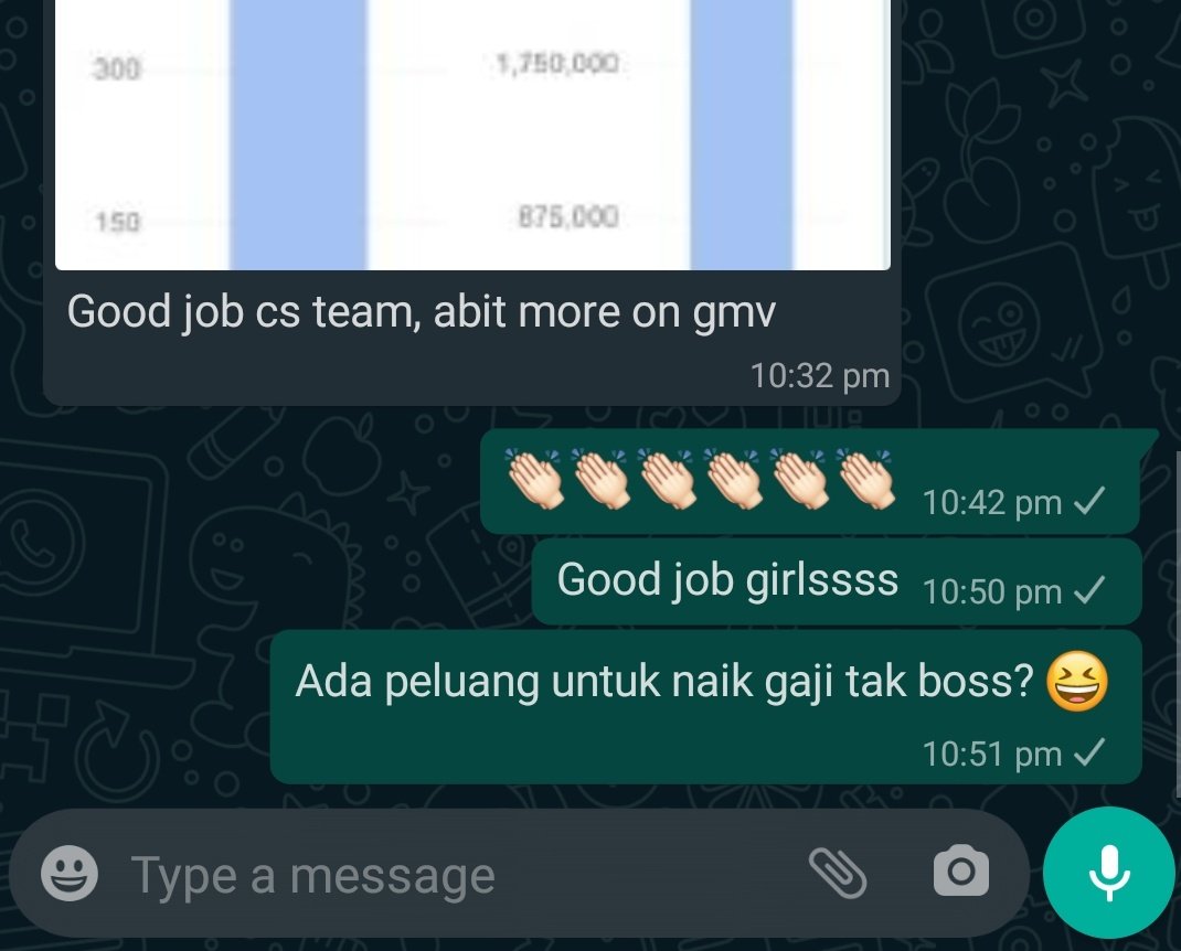 Zhdh_Z's tweet image. CS betul2 perform bulan March 🙌 penutup Q1 yang hebat.

Revenue 100%, GMV 80% 😁🙌

#teamperform