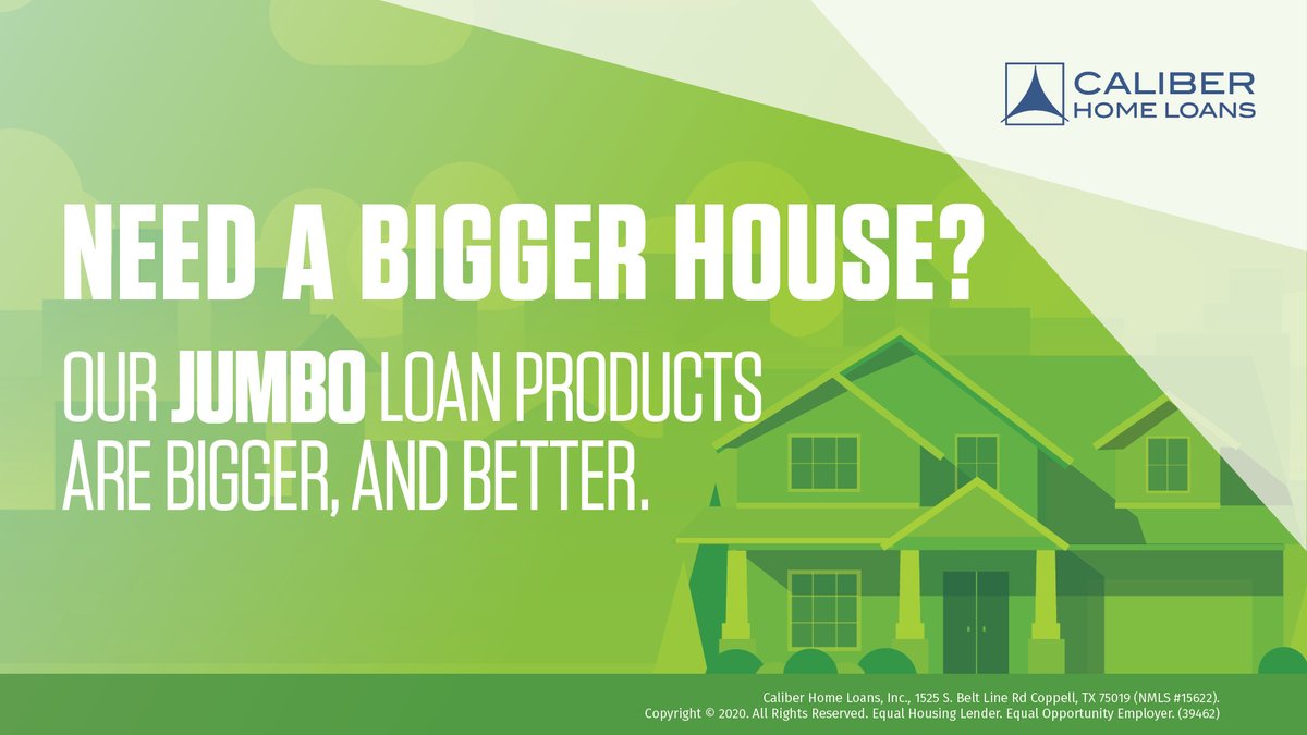 robertoriadigos's tweet photo. Whether you need more room or have an eye for luxury, Caliber jumbo home loans can make financing your bigger dream a reality! #LeadingLender #CaliberRulesRetail https://t.co/r1a9IDdYiZ