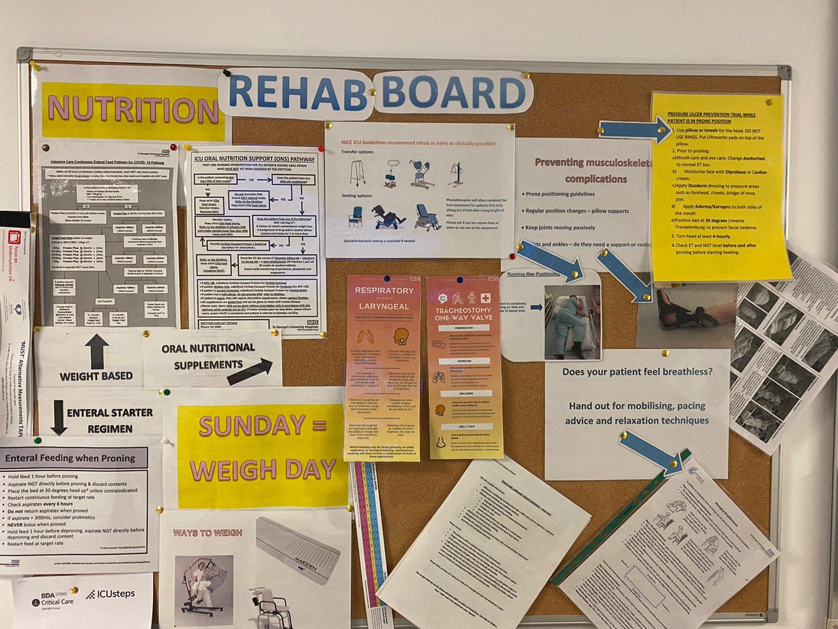 Check out our new COVID-ITU rehab board, including physiotherapy, Speech and Language and Dietetics! Lovely seeing our COVID patients recovering 💪 <a href="/StGSpeechies/">St George's SLTs</a> <a href="/Adult_ICU_SGH/">St George’s Adult Intensive Care Units</a> @StGeorgesTrust