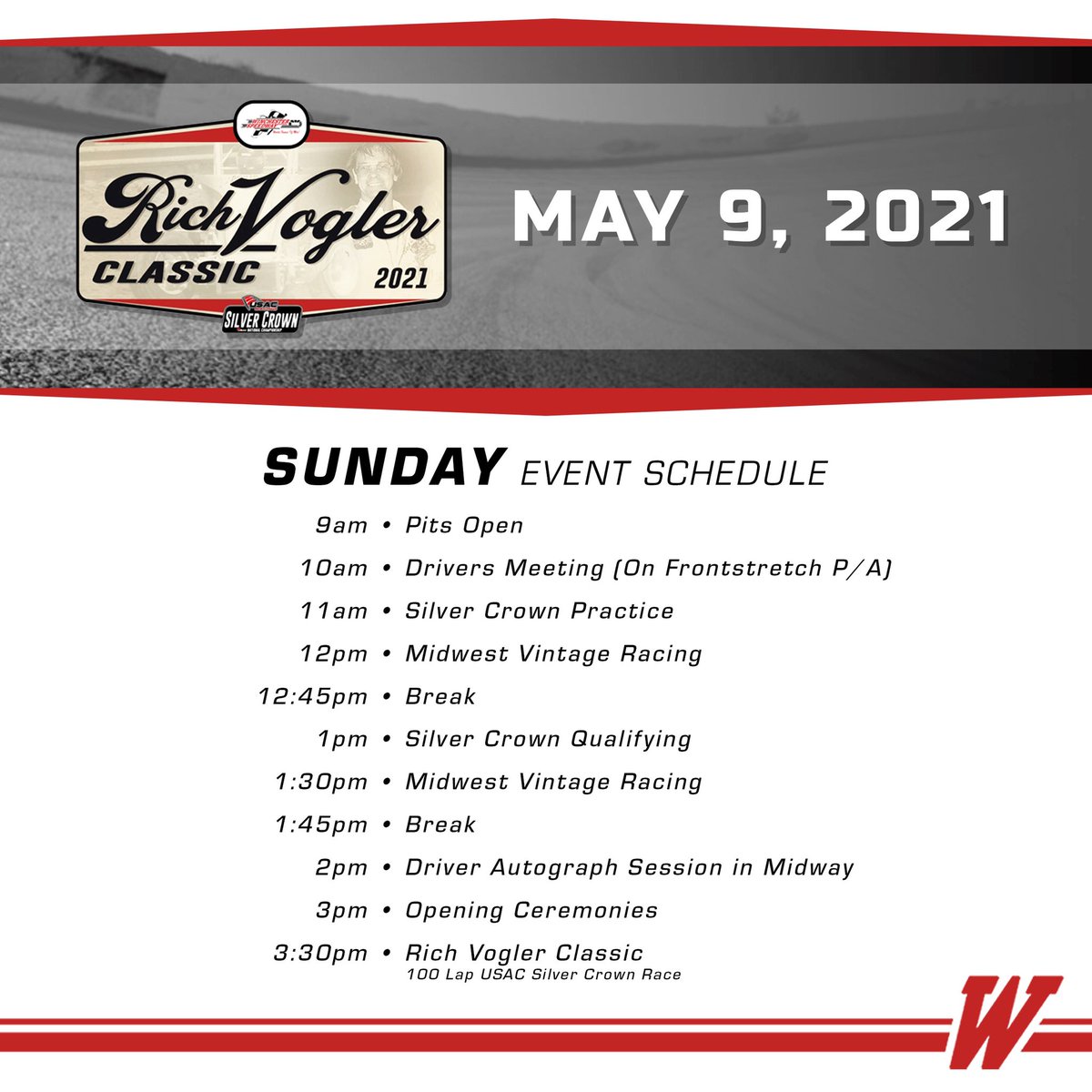 FastestHalfMile's tweet photo. Here is the first look 👀 The Rich Vogler Classic schedule. 

Our 2021 Season Opener at the #FastestHalfMile on May 9th. 

🎫: https://t.co/bVSY1jfHwz https://t.co/Pu2Dx9dPFK