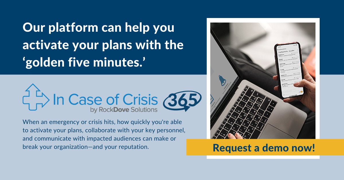Only 41% of organizations can activate their plans within the ‘golden five minutes.’ Request a demo of our purpose-built platform now! #crisismanagement #emergencypreparedness #golden5minutes hubs.ly/H0HxjYv0