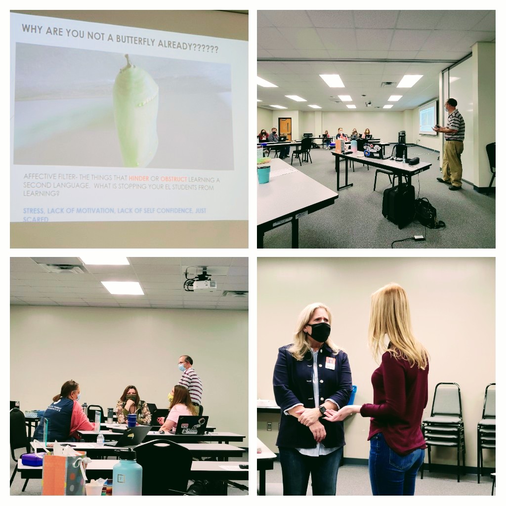 MsEmilyEElliott's tweet photo. How do we support EL students? Thanks for the PD @chadparson #smallgrouppurposefultalk and share out about how to lower our student's affective filter!! Low stress = more learning!! #compassion #EI #relationships #safeenvironment @KISDSocStudies #KatyISDSS #SecICLegacy #SecIc https://t.co/5o9jiueXZH