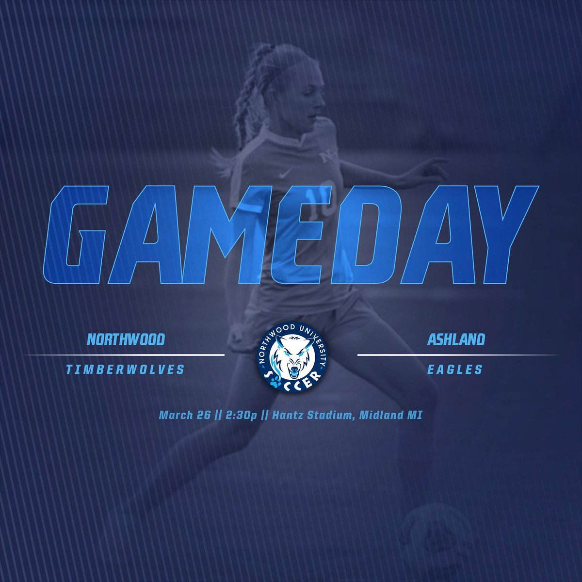 Northwoodwsoc's tweet photo. ⚽️☀️GAME DAY☀️⚽️

🐺 vs. Ashland 🦅

📍Hantz Stadium, Midland MI

⏰ 2:30 pm 

📺 https://t.co/HNXqueB7ZZ https://t.co/u9xPtqGvVN