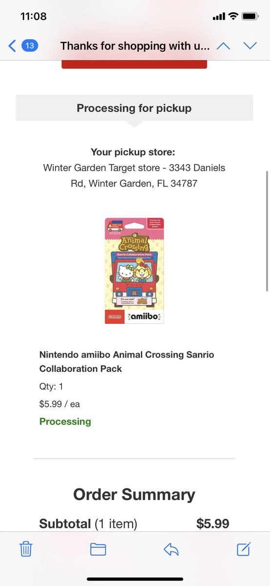 sml9493's tweet photo. @animalcrossing @sanrio @Target @hellokitty I placed my order and got confirmation and now I get this email saying it’s no longer available after I already paid for mine?? Are you serious @Target?!?! https://t.co/j2Me5PIqZI