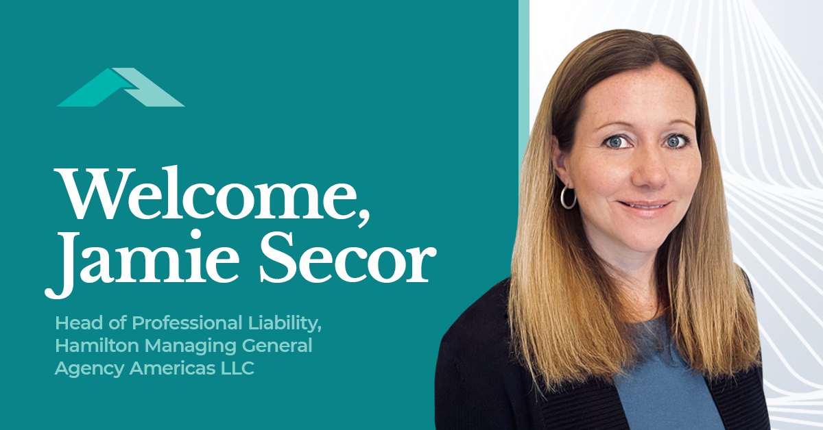 We’re excited to announce that Jamie Secor has joined us to build out our US E&amp;O team and book - leveraging Hamilton Insurance DAC, our platform supporting US E&amp;S line that share our rating of “A-“ by A.M. Best. Read more here: bit.ly/3cpoShb