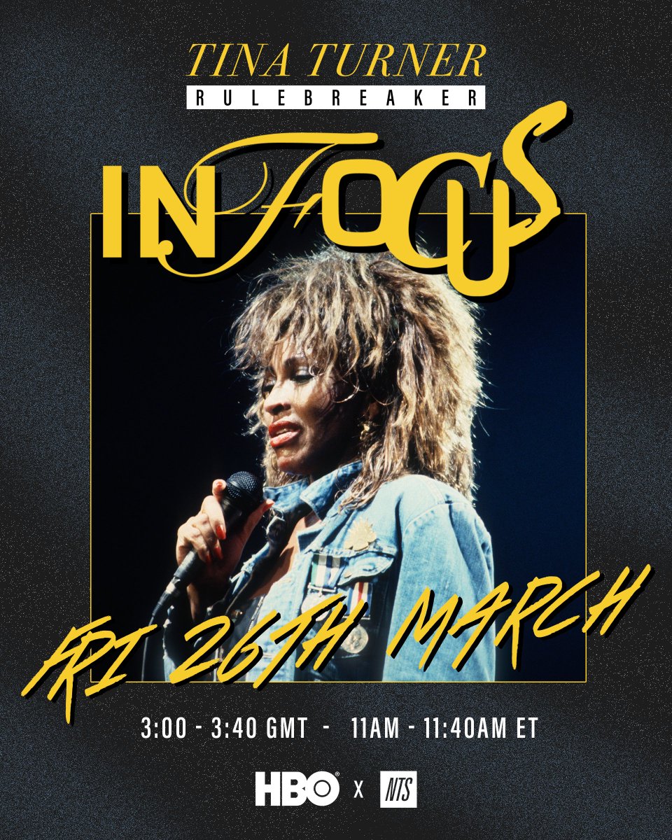 NTSlive's tweet photo. Kicking off Tina Turner: Rulebreaker with a special edition of In Focus, picking out highlights from Tina’s illustrious career. Presented by NTS in partnership with @HBO, tune in: https://t.co/UW6sG0bGqg https://t.co/eg30QKlw4O