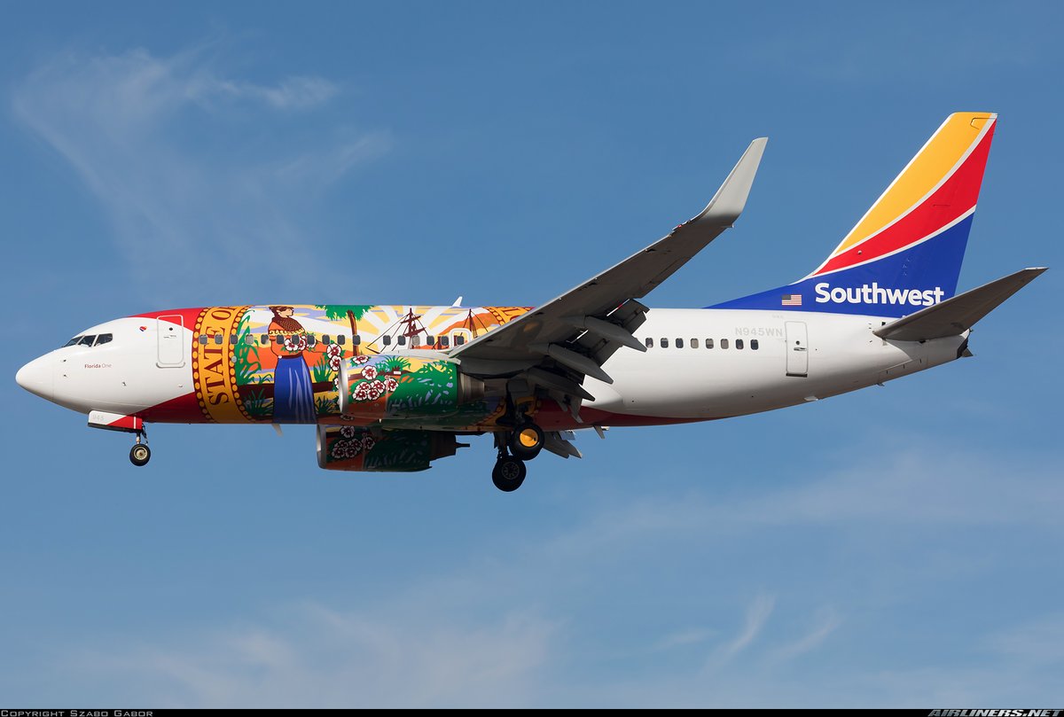 n194at's tweet photo. Southwest Airlines
Boeing 737-7H4 N945WN "Florida One"
LAX/KLAX Los Angeles International Airport
November 2018
Photo credit Szabo Gabor
#AvGeek #Boeing #B737 #Southwest #SWA #LUV #FloridaOne #LAX @flyLAXairport https://t.co/Gn797Kby22