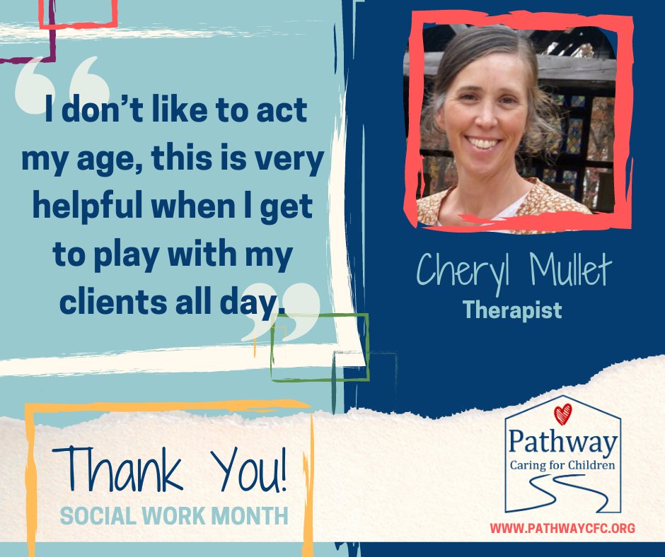 Little footsteps and sweet voices can often be heard when Cheryl welcomes clients into her office. Playing allows room for young children to explore thoughts and feeling in way that seems natural and comfortable. #SocialWorkMonth #PathwayCFC