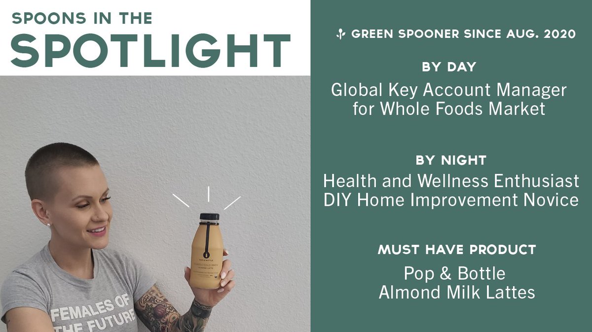 GreenSpoonSales's tweet photo. Spoons in the Spotlight! Join #GreenSpoonSales as we feature our passionate team members and what drives their ability to transform grocery retail. Meet Kymberlee, our Global Key Account Manager for @WholeFoods. Her favorite Friday beverage: @PopandBottle. 
#FridayFeature https://t.co/dgR4n635uM