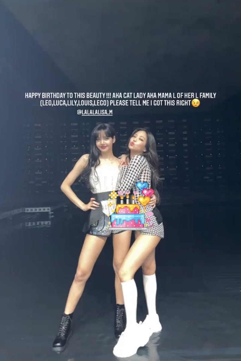 blackpinkbabo's tweet photo. [jennierubyjane 210327 update] 

“HAPPY BIRTHDAY TO THIS BEAUTY!!! AKA CAT LADY AKA MAMA L OF HER L FAMILY [LEO, LUCA, LILY, LOUIS, LEGO] PLEASE TELL ME I GOT THIS RIGHT 😉”

#TheLalisaDay #OurGemLalisaDay
#리사가_걷는길은_삼월처럼_따뜻하길 https://t.co/lFVxtHqWwl