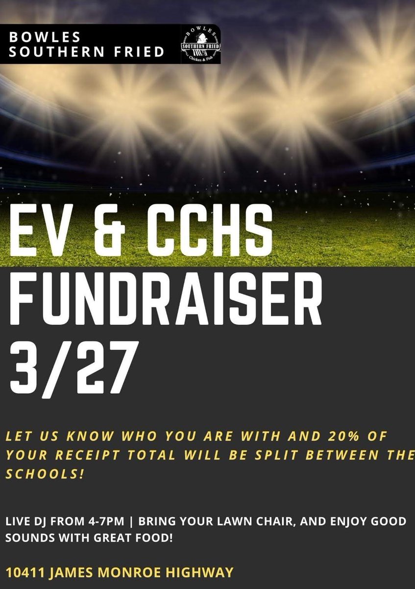 Don't forget about this event tomorrow, Saturday, 3/27. It is an all day fundraiser from 12pm-7pm to support EVHS and CCHS. There will be games for you and your friends and a DJ onsite from 4pm-7pm. Go Cyclones!