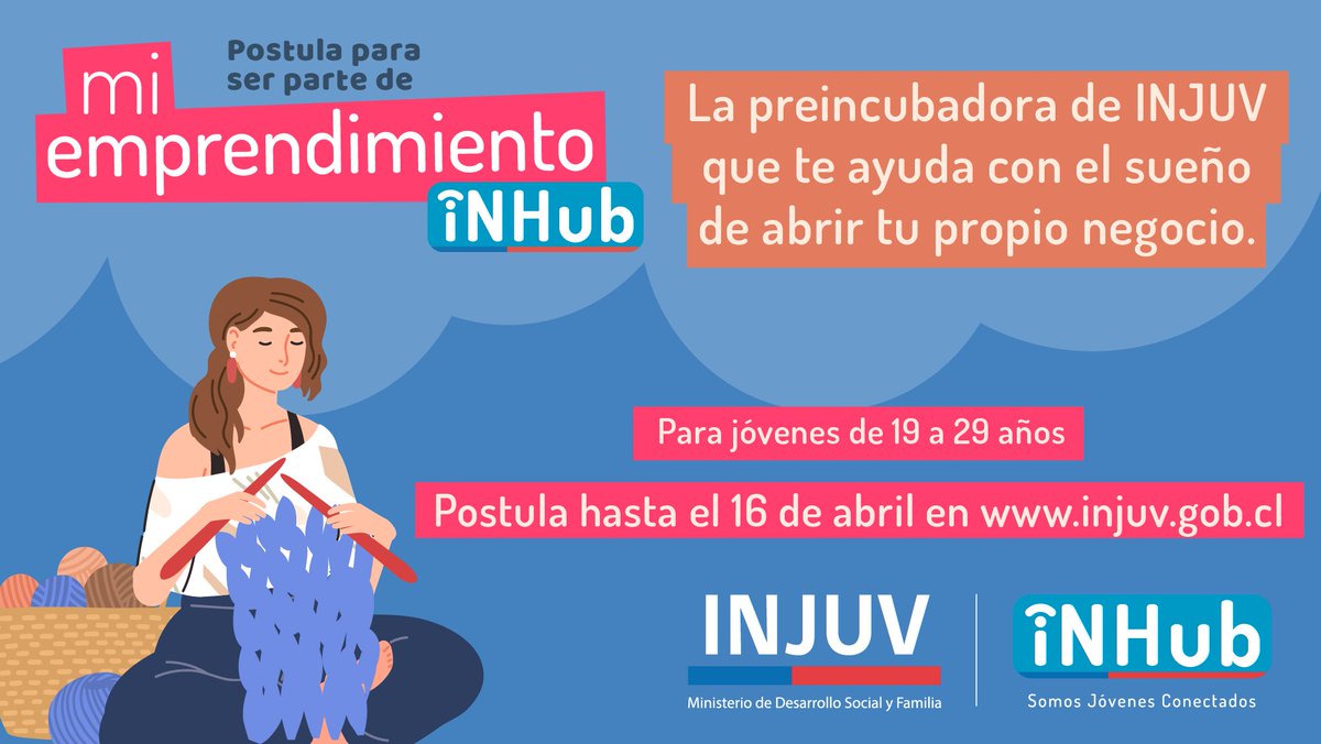 ¡Te invitamos a postular a la preincubadora de INJUV! 
Postula al programa #MiEmprendimiento 🥚 donde te ayudaremos con el desarrollo de un proyecto de emprendimiento e innovación y/o el acceso al mercado laboral y comunitario.

Inscríbete en injuv.gob.cl