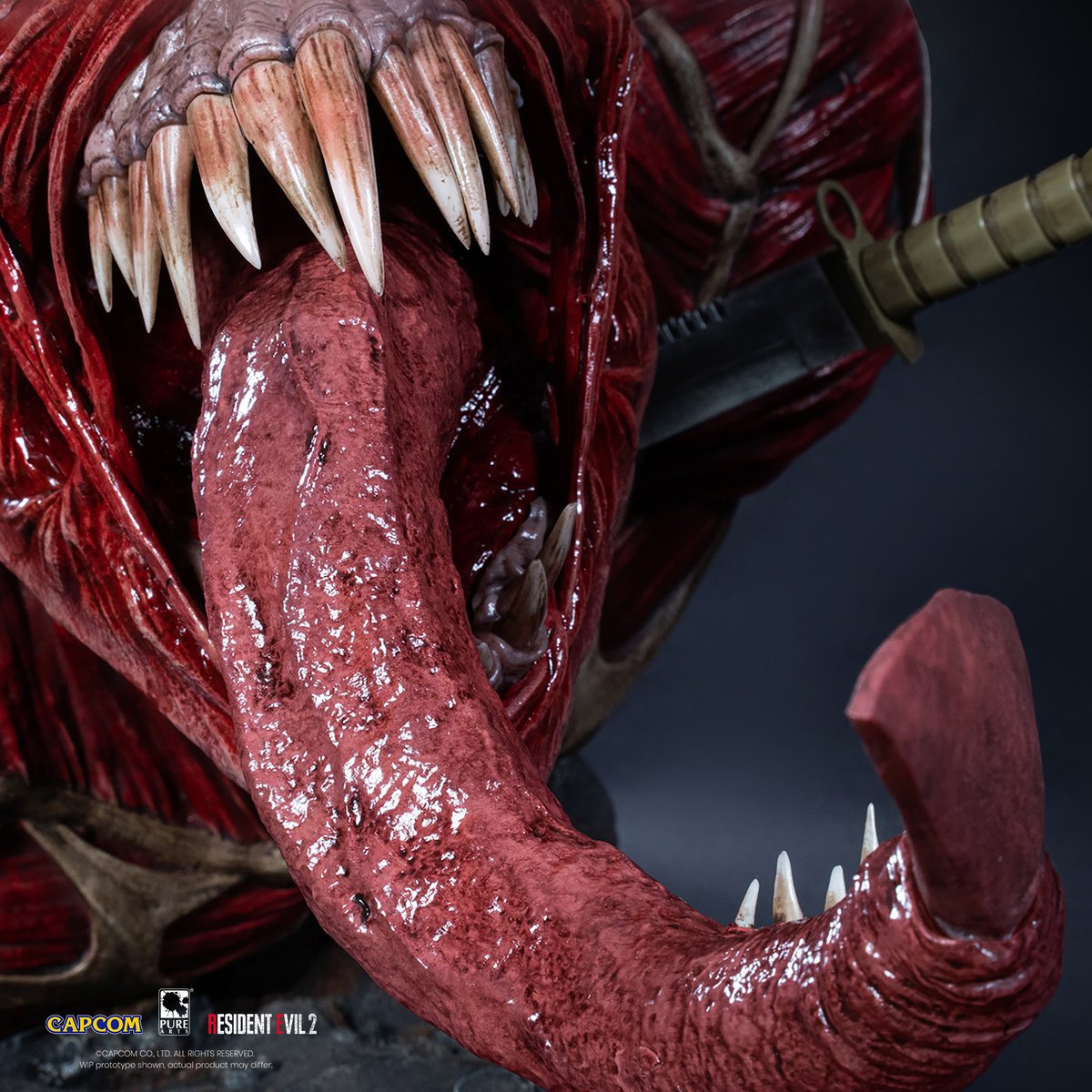 Get a closer look (if you dare) at one of the creepiest, deadliest creatures from @RE_games with these zoomed-in pics with a detailed look at exposed muscle tissue, brains, and razor-sharp tongue!! Start ordering your Licker Bust now: purearts.com/products/resid…
